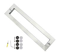 Heavy Duty Stainless Steel Pole for Dining Hall/Shopping Mall/Office/Home,Rectangle Door Handles Hardware Set - 38x25mm Pole, Sliding Barn Door Pull Push Handle(Silver,63.8cm/25 1/8")