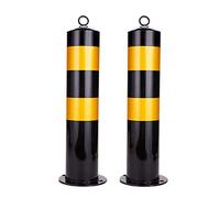 Heavy Duty Steel Driveway Barrier Posts - 4.5" Bollards with Reflective Strips & Hooks, 2 Pack(55cm/21.6in)