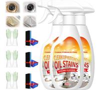 Heavy Grease Cleaner with Mild Formula & Quick Decomposition, Kitchen Heavy Oil Cleaner, Multipurpose Grease Remover for Pots, Pans, Countertops & Appliances (3pcs)