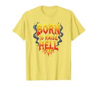 Heavy Metal Born to Raise Hell Rocker Rebel Lema Camiseta, Hombre, Limón, XL