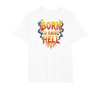 Heavy Metal Born to Raise Hell Rocker Rebel Lema Camiseta, Hombre Tallas Grandes, Blanco, 6X Alto