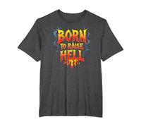 Heavy Metal Born to Raise Hell Rocker Rebel Lema Camiseta, Hombre Tallas Grandes, Jaspeado Oscuro, 5X Alto