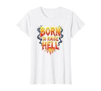 Heavy Metal Born to Raise Hell Rocker Rebel Lema Camiseta, Mujer, Blanco, 3XL