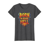 Heavy Metal Born to Raise Hell Rocker Rebel Lema Camiseta, Mujer, Jaspeado Oscuro, M