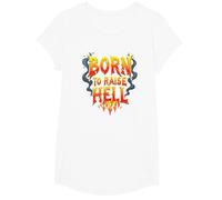 Heavy Metal Born to Raise Hell Rocker Rebel Lema Camiseta, Niñas, Blanco, Mediano