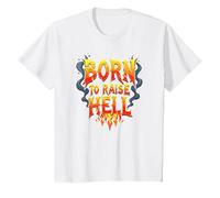 Heavy Metal Born to Raise Hell Rocker Rebel Lema Camiseta, Niños, Blanco, 2 años