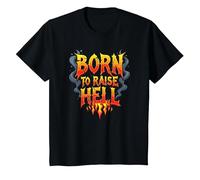 Heavy Metal Born to Raise Hell Rocker Rebel Lema Camiseta, Niños, Negro, 2 años