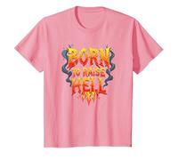 Heavy Metal Born to Raise Hell Rocker Rebel Lema Camiseta, Niños, Rosado, 4 años