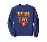 Heavy Metal Born to Raise Hell Rocker Rebel Lema Sudadera, Unisex para Adultos, Azul Marino, L