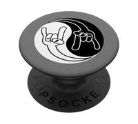 Heavy Metal Devil Horns Headbanger Símbolo Yin Yang PopSockets PopGrip Adhesivo