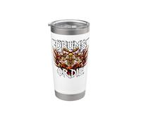 Heavy Metals Drummer Skeleton Drums Or Die Vaso térmico de acero inoxidable de doble pared