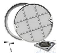 HeavyDu - Tapa de drenaje de acero inoxidable para tanque séptico oculto para entrada y patio, 33 x 2 pulgadas, accesorio resistente a la intemperie y al óxido