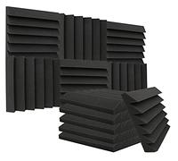 Heavyoff 12 paneles de Acústicos Espuma Acústica 30x30x5cm Insonorizacion Acustica Pared para Estudios, Estudios de Grabación, Oficinas, Sala Acústica, Negro
