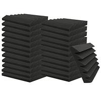 Heavyoff 24 paneles de Acústicos Espuma Acústica 25x25x5cm Insonorizacion Acustica Pared para Estudios, Estudios de Grabación, Oficinas, Sala Acústica, Negro