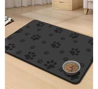 Heavyoff Alfombrilla para Comederos de Perros y Gatos, Alfombra Comedero Perro, Tapete para Comer Perros y Gatos, Fácil de Limpiar, Negro A, 40x50cm