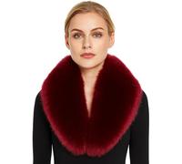 Heavyoff Cuello Frio de Invierno de Piel Sintética, Bufanda Cálido para Mujeres Rojo vino 90 cm