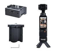 Heaxgk Kit de mini trípode de liberación rápida para DJI Osmo Pocket 3, base de adaptador de carga de puerto de función completa tipo C para bolsillo, 3 accesorios con agujero de tornillo de 1/4 para