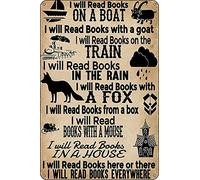 HEBELYX Cartel de metal vintage con texto en inglés "I Will Read Books" para decoración de pared, cueva de hombre, decoración interior y exterior, 8 x 12 pulgadas