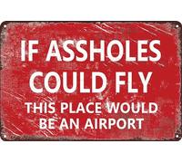 HEBELYX Divertido letrero de metal con texto en inglés "If s Could Fly This Place Would Be An Airport, Man Cave Garage Home Bar Decor 8 x 12 pulgadas, Ocho - 1267