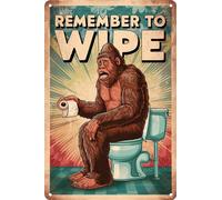 HEBELYX Funny Bigfoot Remember to Wipe - Letrero vintage de lata para decoración de pared de baño, inodoro, 8 x 12 pulgadas, 8 - 1004