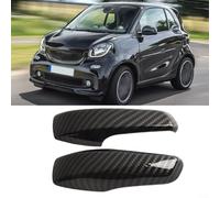 HEBEOT 2 piezas de fibra de carbono aspecto interior puerta manija Trim calcomanías para 451 2010-2014 negro ABS adhesivo protector fácil de instalar no requiere