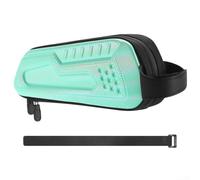 HEBEOT Bike EVA Hard Shell Front Tube Bag 0.8L Streamlined Portable Frame Bag with Rubber Coated Zipper and Quick Install Straps for Road and Mountain Cycling Black(Green typeB)