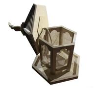 HEBEOT Casa de pájaros colgante de madera natural con forma hexagonal y techo inclinado para sombra del sol y la lluvia, 25 x 20 cm