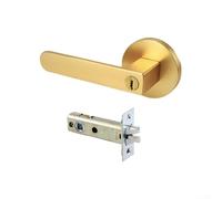 HEBEOT Cerradura de puerta de baño de una sola lengüeta de aleación de zinc con llave para puertas de 35 a 50 mm de grosor, color plateado, negro, gris, latón antiguo, aleta dorada satinada (dorado)