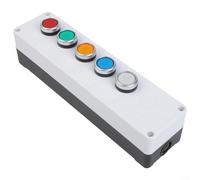 HEBEOT Interruptor de botón ABS de metal con apertura de 22 mm, 205 x 66 x 73 mm, negro y blanco, 10 A, 440 V, IP65, impermeable, 1 NC+1 NO, control de puerta de bloqueo automático (1)