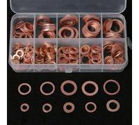 HEBEOT Juego de juntas de cobre de 200 piezas, 9 tamaños, kit de anillo de sellado de cubierta plana con caja de plástico aplicable a tapones de cárter de aceite, agua, combustible