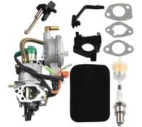 HEBEOT Kit de conversión de carburador de combustible dual para generadores Honda GX390 GX420 188F 190F 4.5-10KW con filtros espaciadores, aislador de aire y barra de estrangulamiento para Champion
