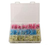 HEBEOT Kit surtido de conectores de alambre termorretráctiles con terminales de pala de horquilla de anillo, conectores eléctricos de cobre aislados impermeables para automóviles marinos e indu (caja