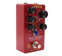 HEBEOT Moskyaudio - Pedal de distorsión rojo y marrón, controles de tono, palanca de aumento, bypass verdadero, controles de tono, interruptor de voz de 4 modos, 11,5 x 6,5 x 5 cm