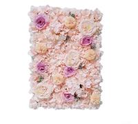 HEBEOT Panel de pared de flores de 60 cm x 40 cm, rosa de seda rosa, decoración de pared de flores artificiales, telón de fondo floral para boda, fiesta, habitación, decoración del hogar (rosa)