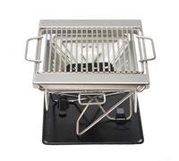 HEBEOT Parrilla de carbón portátil plegable para 1-2 personas, altura ajustable, acero inoxidable, barbacoa de camping al aire libre