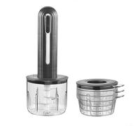 HEBEOT Procesador eléctrico de alimentos, mini molinillo de carne, máquina picadora de cocina compacta con hoja de acero inoxidable para verduras y ajos, 24,4 x 9,3 cm (negro)