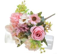 HEBEOT Ramo de flores artificiales de seda persa de 7 cabezas para decoración del hogar de boda, accesorios de fotografía, blanco, rosa, rojo, paquete de 5