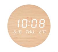 HEBEOT Reloj de pared silencioso jumbo con visualización de temperatura de día, fecha, mes, formato de 12/24 horas, ideal para sala de estar, dormitorio, sala de estudio