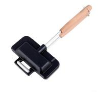 HEBEOT Sandwichera antiadherente de desayuno portátil de aluminio fundido sartén para queso a la parrilla, huevo de perrito caliente, tortilla, tostada con mango desmontable resistente al calor