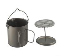 HEBEOT Taza de café de acero inoxidable Cafetiere de 750 ml, prensa de café para café molido pequeña cafetería con mango plegable para acampar y picnics