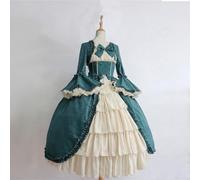 HEBEOT Vestido medieval renacentista retro para mujer, disfraz de estilo gótico vintage, vestido de cosplay de manga larga para fiesta, teatro y Halloween, en rosa, verde, vino tinto o negro (S verde)