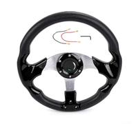 HEBEOT Volante de carreras de 13 pulgadas, material de poliuretano, diseño ergonómico, construcción ligera, ajuste estándar para modificación de coche, deriva y carreras, negro, rojo, azul, paz (negro