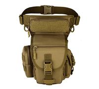 Hebetag Riñonera táctica militar al aire libre para hombres y mujeres, impermeable, de nailon, multiusos, para motocicleta, bicicleta, muslo, cinturón para el trasero, color caqui