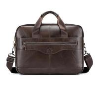 Hebetag Bolso bandolera de cuero para negocios, maletín, bolso para hombres, lleva toda la protección para computadora portátil, para computadora de 14 pulgadas, bandolera, bolsa para el hombro café