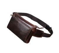 Hebetag - Cangurera de cuero para hombre y mujer, para viajes, senderismo, correr, con cinturón delgado, ideal para guardar el teléfono celular y la billetera, medium