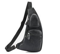 Hebetag Mochila cruzada de cuero para hombres y mujeres, viajes, deportes al aire libre, #02negro(s), 18cm(W) x4cm(D) x38cm(H)(7.0"x1.5"x14.9"), Mochilas Daypack