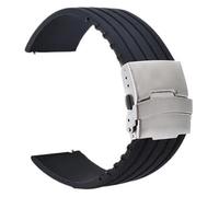 Hebilla acero pulseras silicona Correa de silicona 18 mm 20 mm 22 mm 24 mm Correa de reloj de silicona suave Correa de repuesto de goma deportiva Reloj Pulsera Cinturón Seguridad Hebilla de metal Puls
