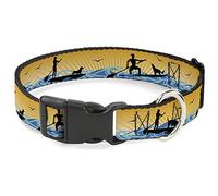 Hebilla de Abajo con Perro Amarillo/Azul/Negro plástico Clip Collar, 3,81 cm de Ancho, Cuello-Mediano