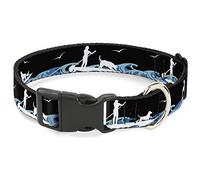 Hebilla de Abajo con Perro Negro/Azul/Blanco plástico Clip Collar, 1" de Ancho Fit 11 - 17" Cuello Mediano