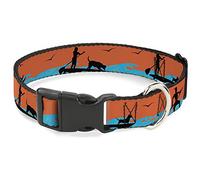 Hebilla de Abajo con Perro neón Naranja/Azul/Negro plástico Clip Collar, 1/2 "de Ancho Fit 8 - 12 "Cuello Mediano